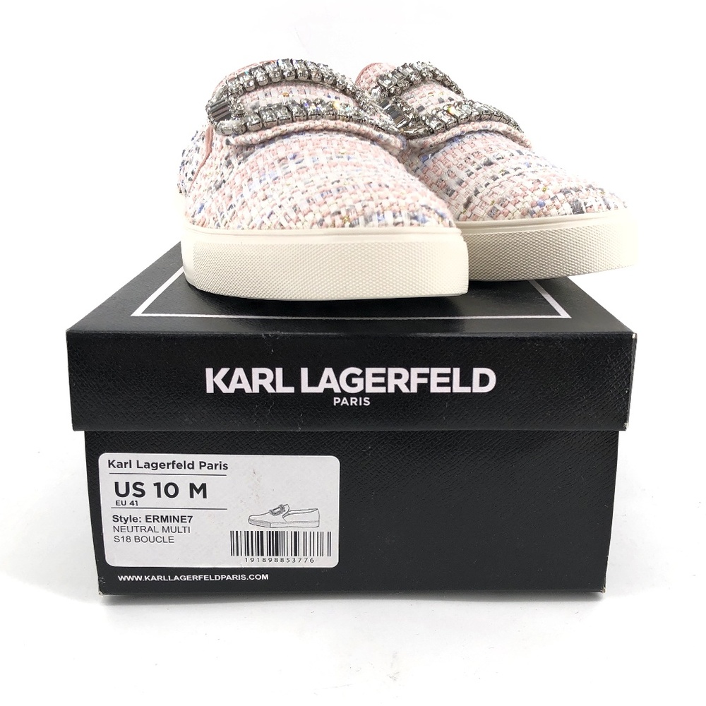 Karl Lagerfeld Ermine Boucle Embellished Sneakers - Picture 7 of 8